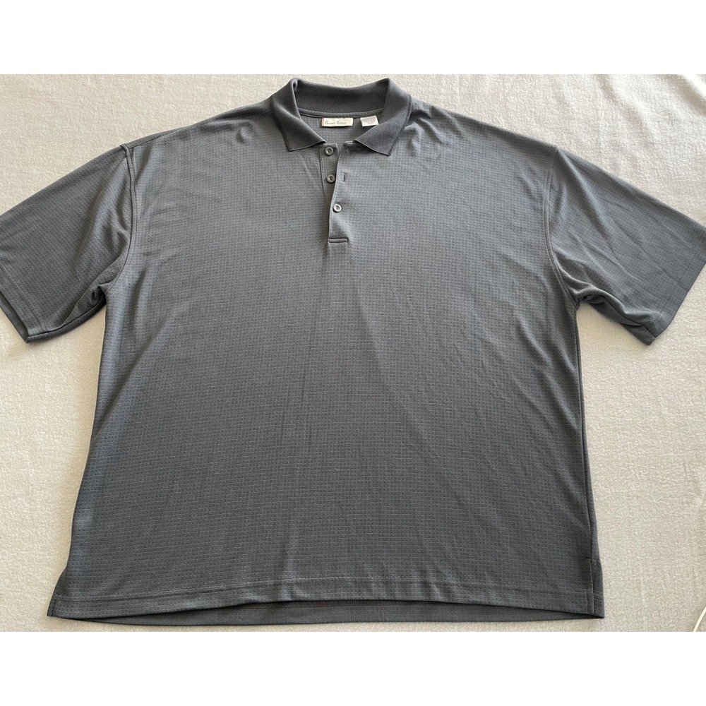 Burma Bibas‎ Mens XXL Gray Textured Short Sleeve Polo Shirt Rayon Blend Casual